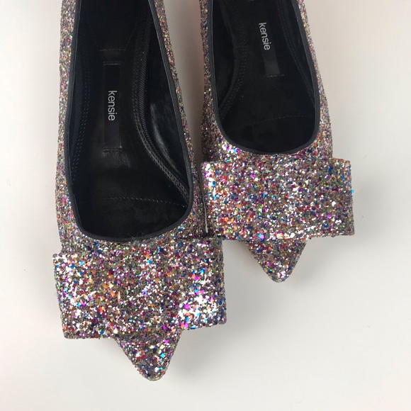 Kensie Women’s Multicolor Glitter Flats with Bow - Picture 2 of 5